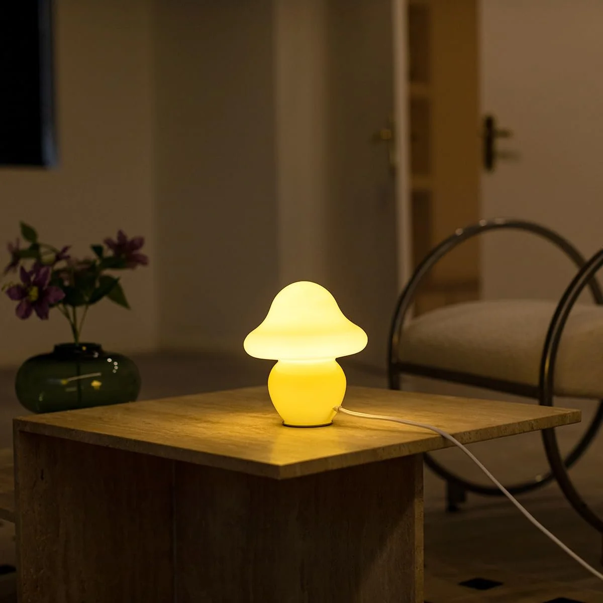 Настільна лампа Mushroom Orange Glass Bedside Yellow, фото №4