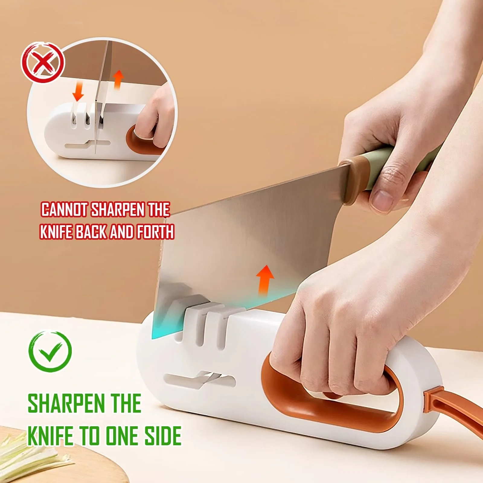 Точилка для ножей 4 в 1 ручная многоуровневая мини для кухонных ножей и ножниц, фото №4