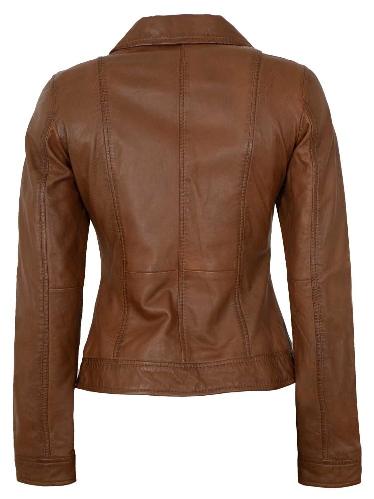 Женская Кожаная Куртка Lamb Nappa Cognac, фото №3