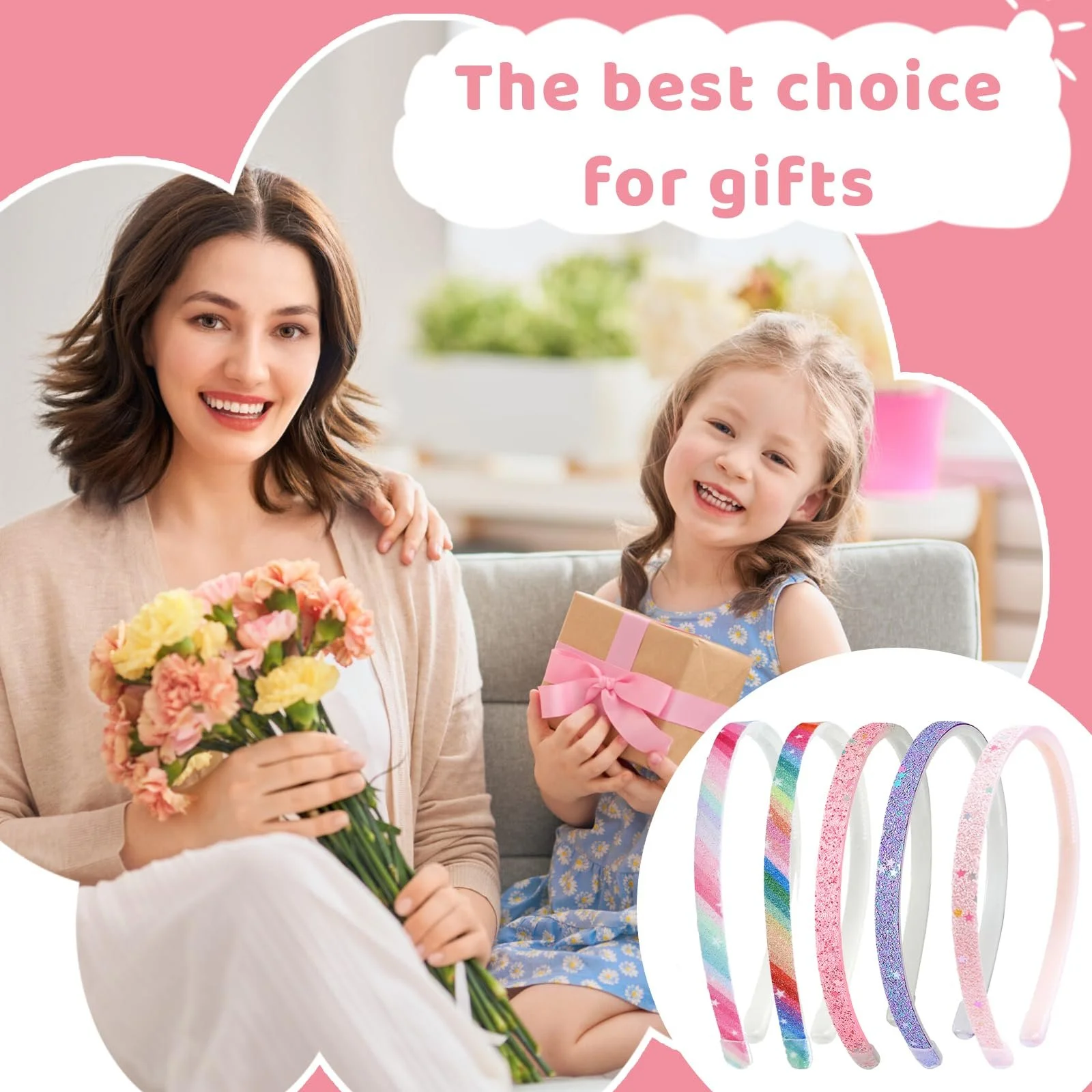 Набір обручів на голову для дівчаток, 5 шт, різнокольорові, фото №3