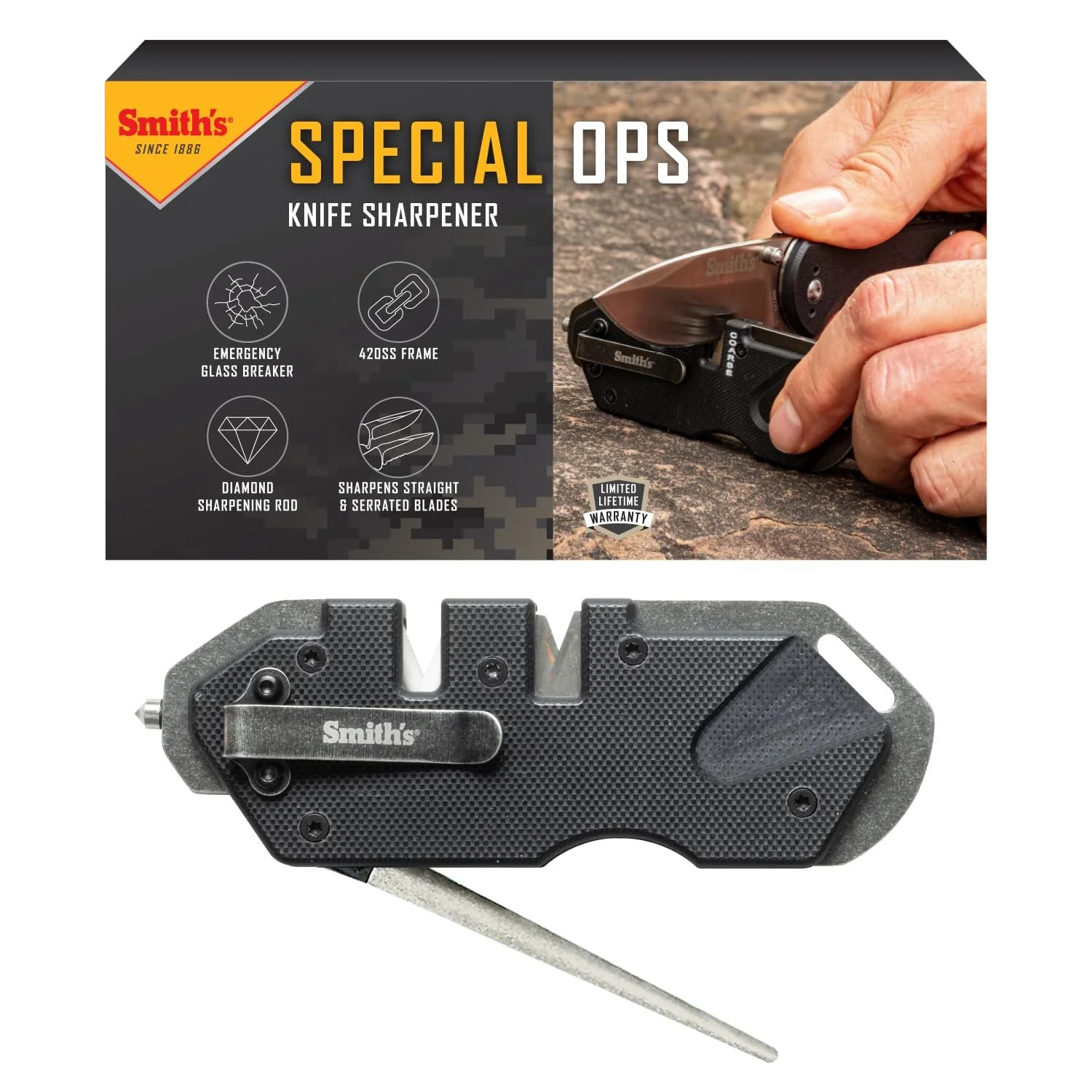 Тактичне точилка для ножів Smith's Pocket Pal PP1 Tactical Sharpener чорне G-10, фото №1 Тактичне точилка для ножів Smith's Pocket Pal PP1 Tactical Sharpener чорне G-10, фото №1