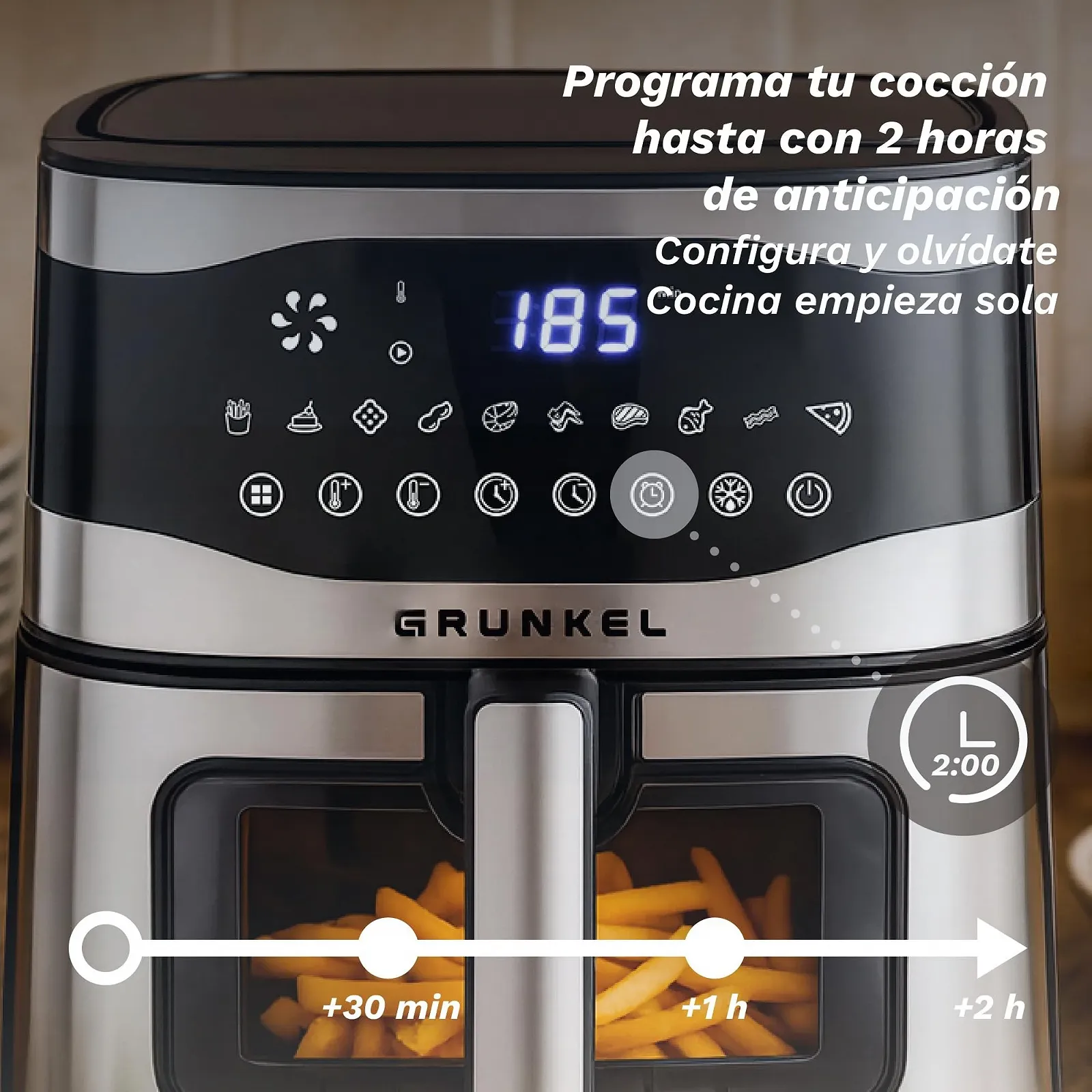 Мультипіч GRUNKEL Maxisteelfryer 9 л 2200 Вт 10 функцій Fry Force 360° Оглядове вікно, фото №6 Мультипіч GRUNKEL Maxisteelfryer 9 л 2200 Вт 10 функцій Fry Force 360° Оглядове вікно, фото №6