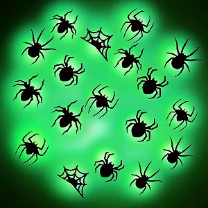 Набір наклейок на стіну 3D Luminous Spiders Halloween 18 штук Black - Фото 1