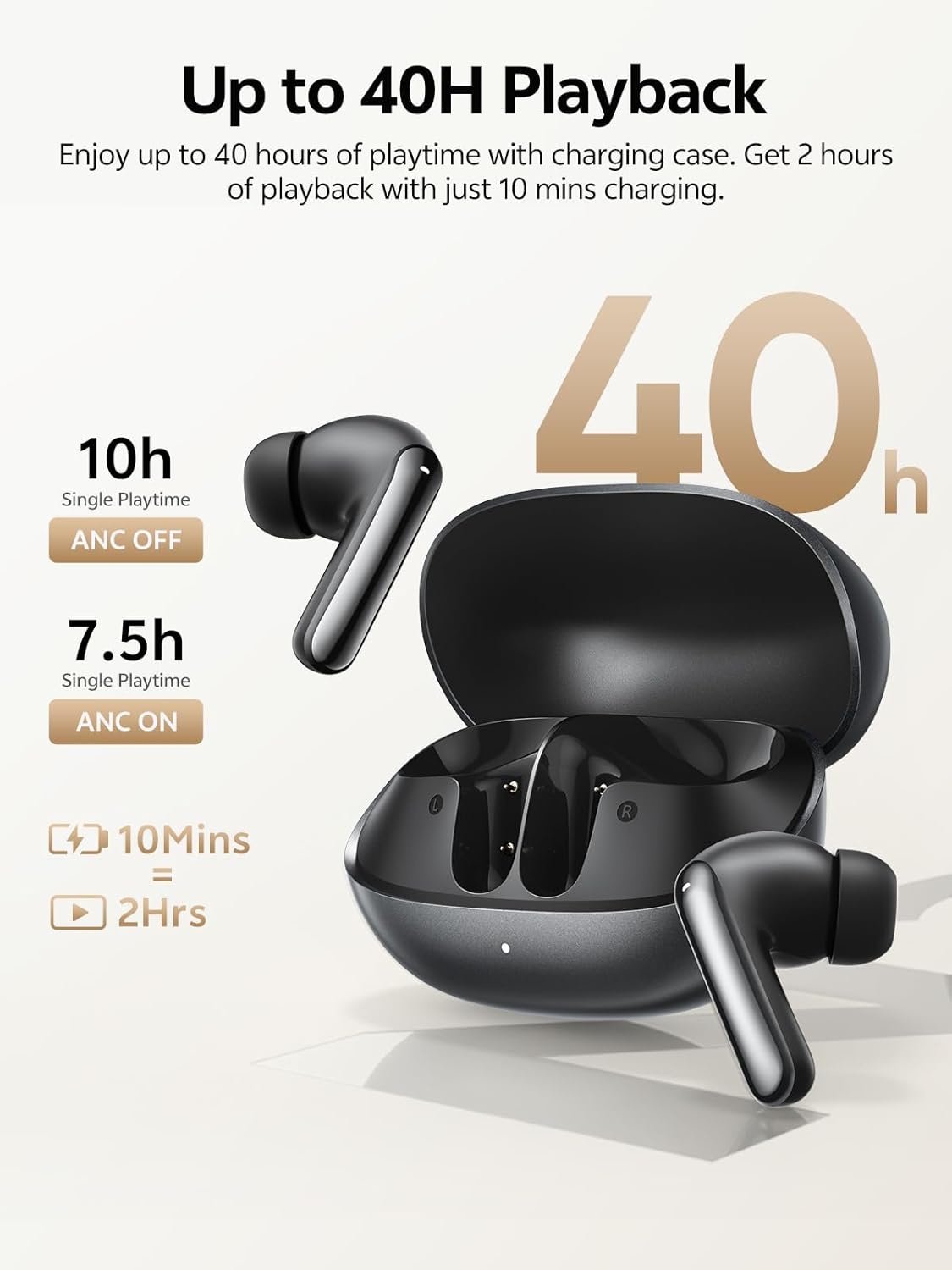 Наушники QCY MeloBuds N20 ANC -50dB BT6.0 Multipoint Black, фото №7