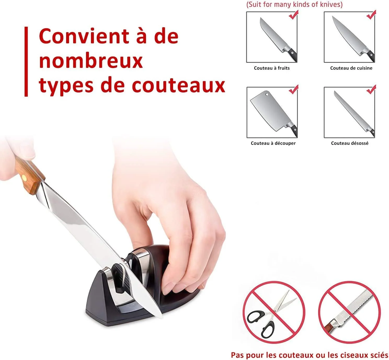 Точило для ножів ручна 2-ступенева вольфрамова сталь та керамічний камінь, фото №2