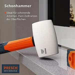 Киянка резиновая PRESCH 450 г стекловолокно 55 мм Белая synthetic.ua - Фото 1