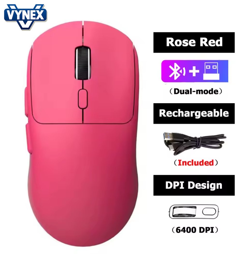 Миша безпровідна VYNEX M348 6400DPI 1000Hz 500mAh Rose Red, фото №1 Миша безпровідна VYNEX M348 6400DPI 1000Hz 500mAh Rose Red, фото №1