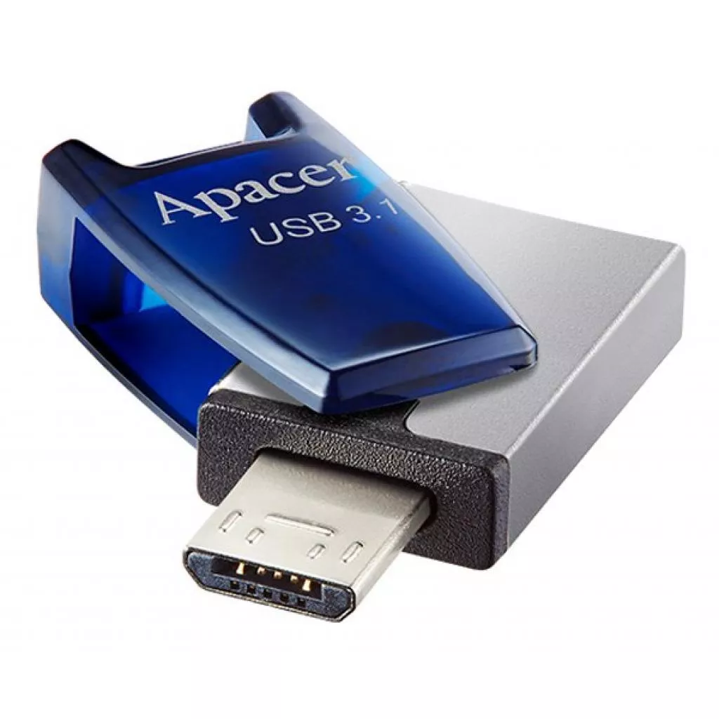 USB флеш-накопитель Apacer 64GB AH179 Blue 3.1 OTG AP64GAH179U-1, фото №2