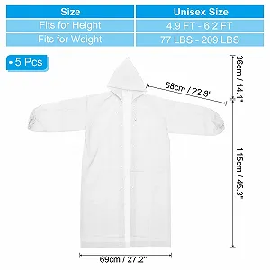 Пончо дощове PATIKIL, 5 шт, легке, багаторазове, з EVA, для велоспорту, походів, активного відпочинку, біле synthetic.ua - Фото 1