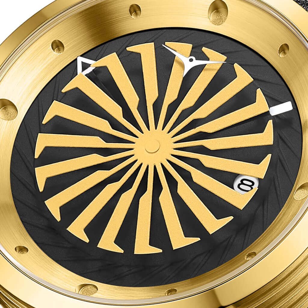 Годинник ZINVO Blade 12K Gold чоловічий, люкс, з італійським шкіряним ремінцем, фото №4
