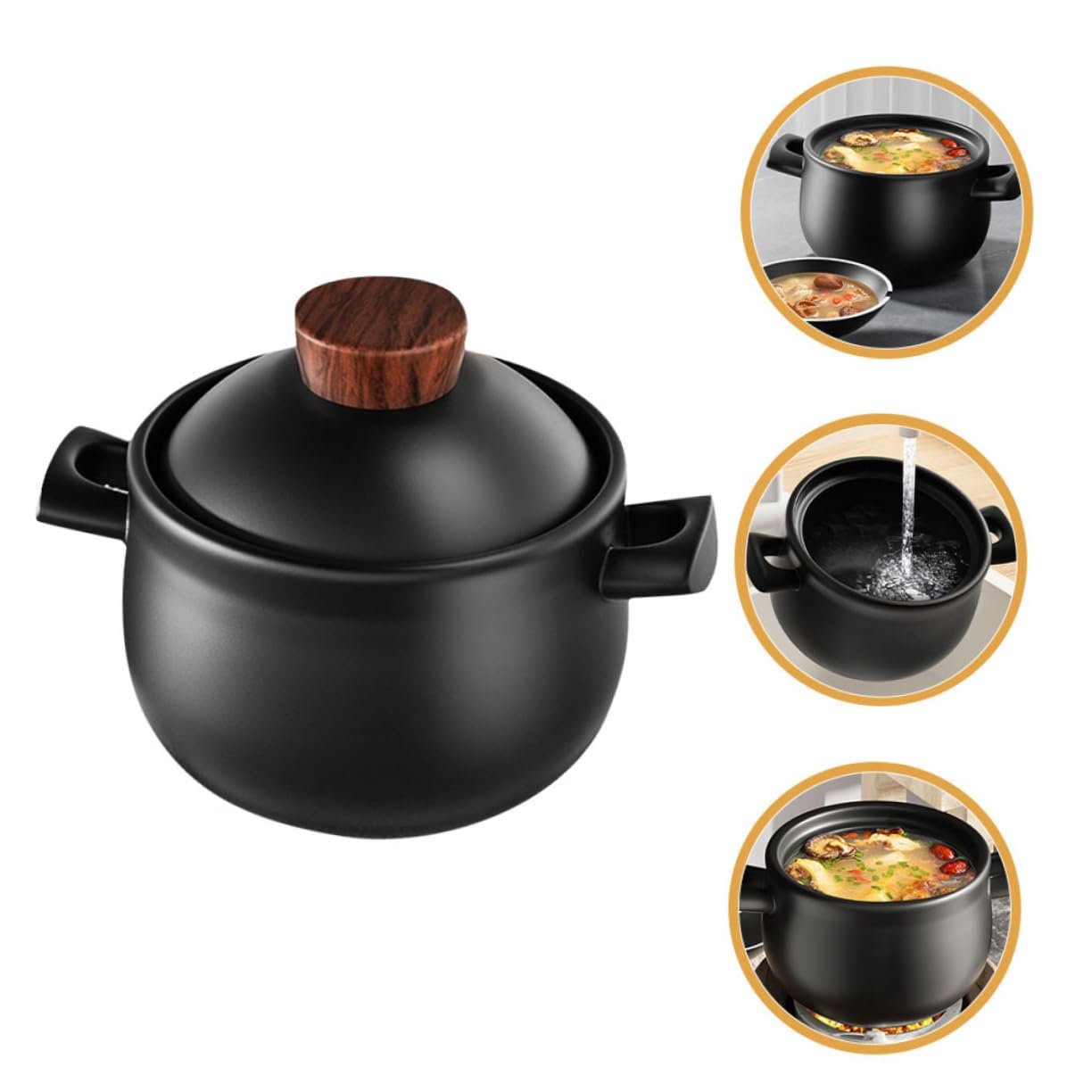 Кастрюля для запекания керамическая VALICLUD для газовой плиты с крышкой, фото №8