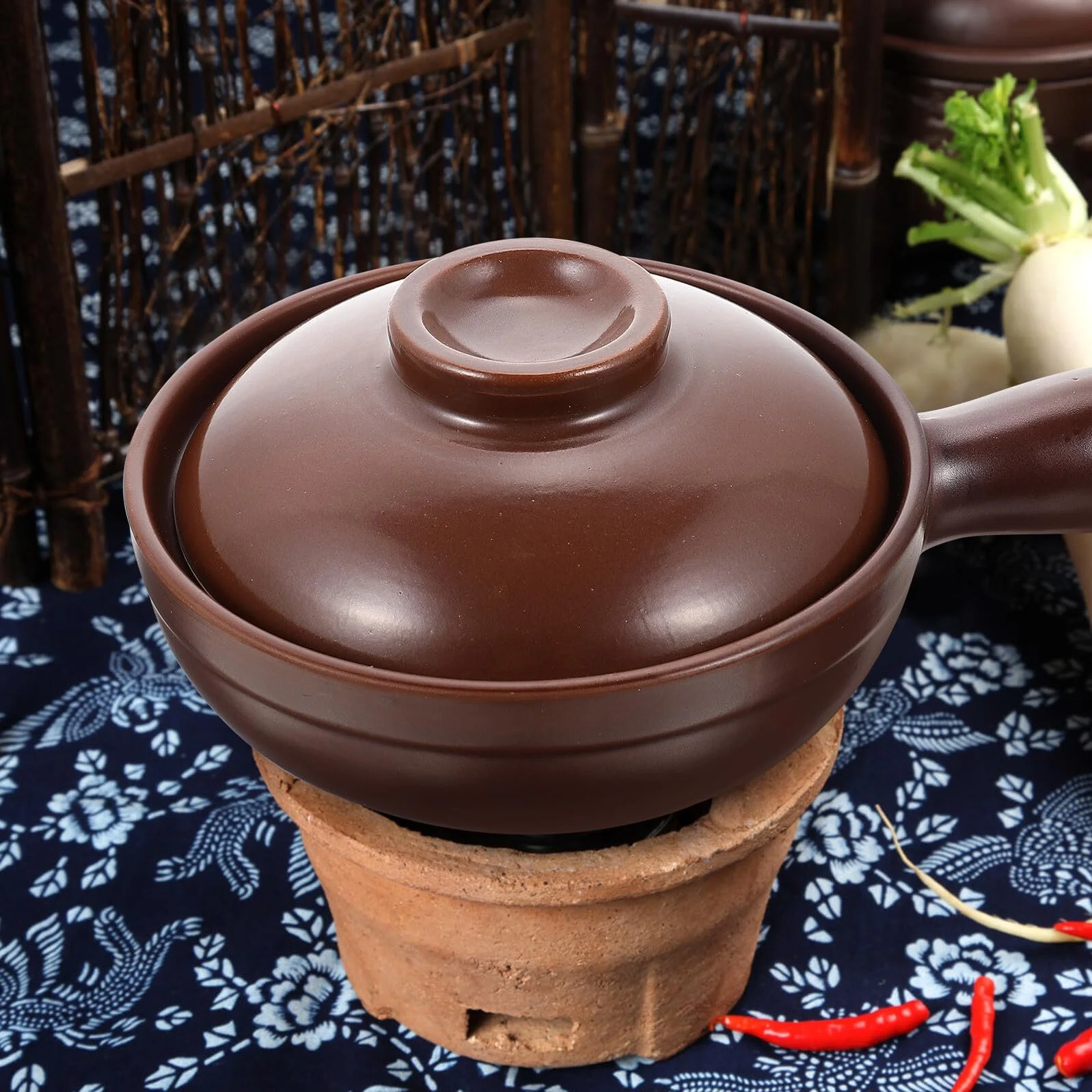 Кастрюля керамическая с ручкой жаростойкая для тушения и супов с крышкой, фото №4 Кастрюля керамическая с ручкой жаростойкая для тушения и супов с крышкой, фото №4