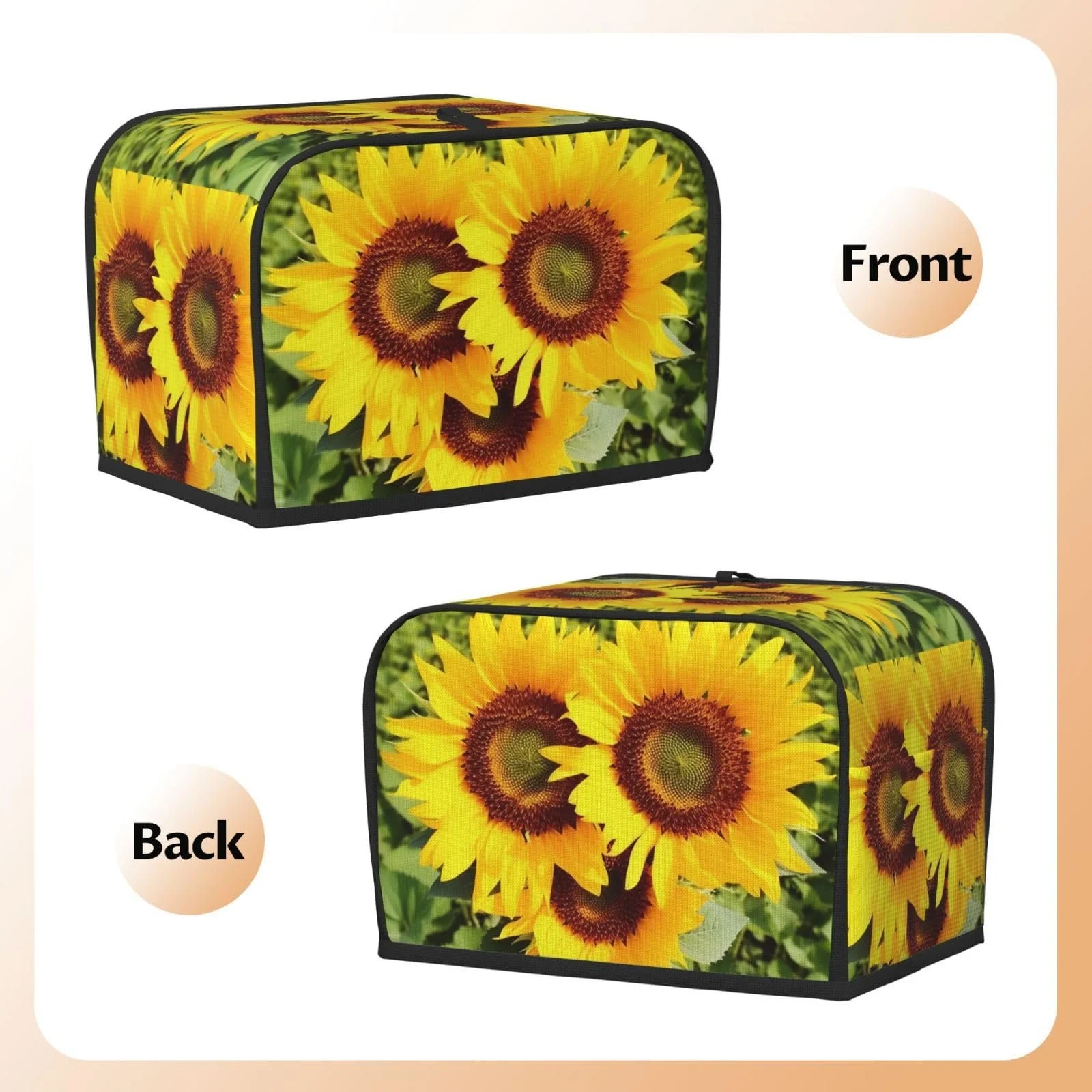 Чохол для тостера у формі серця Соняшник для 2 скибочок Універсальний розмір, фото №3