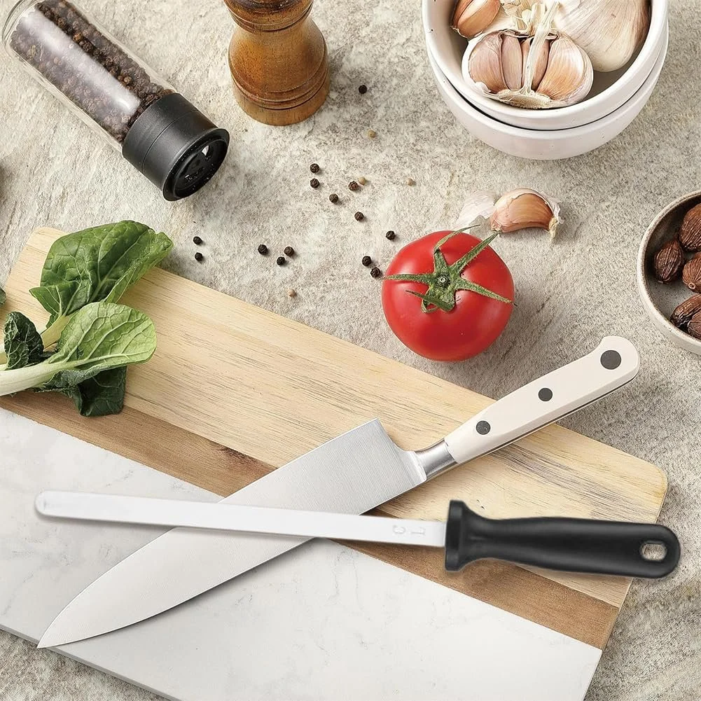 Керамічний мусат для заточування ножів Diamond Carbon Professional з направляючими кута та ударостійким ковпачком, фото №3