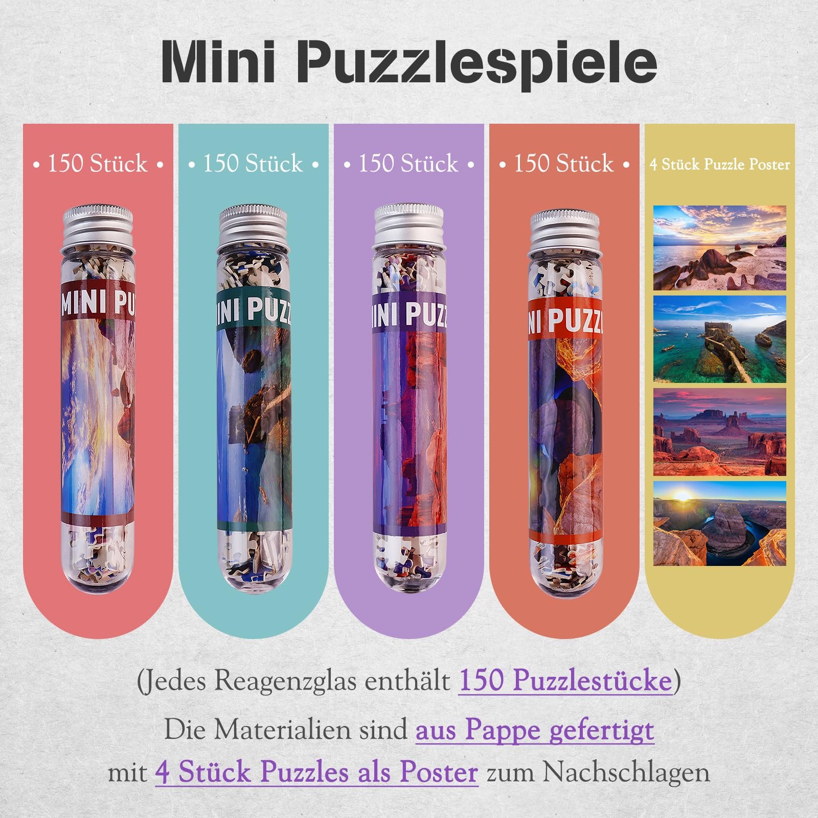 Набір пазлів MISITU Mountain Scenery 4 шт. по 150 елементів міні для дорослих, фото №1