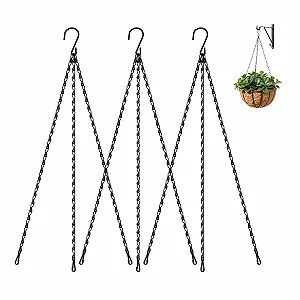 Ланцюги для підвісних кошиків Bamworld Набір 3 шт 47 см Металеві Чорні - Фото 1