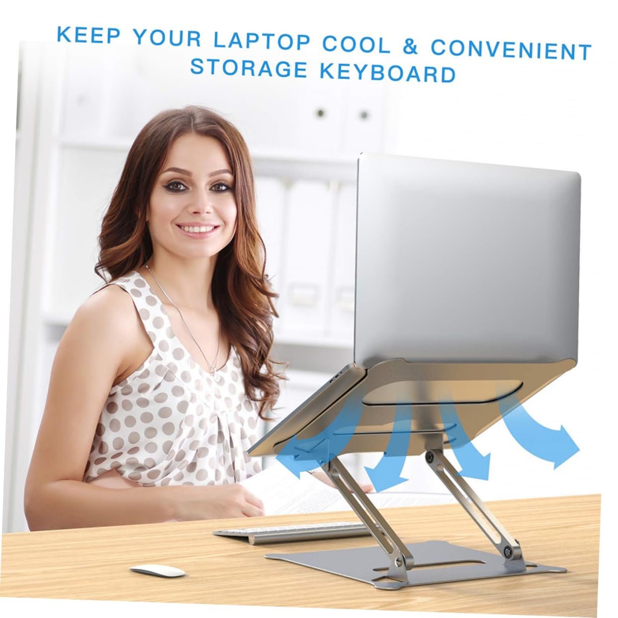Подставка для ноутбука складная Алюминиевый сплав Регулируемая подставка для ноутбука Портативная поддержка для ноутбука Серебристый, фото №9