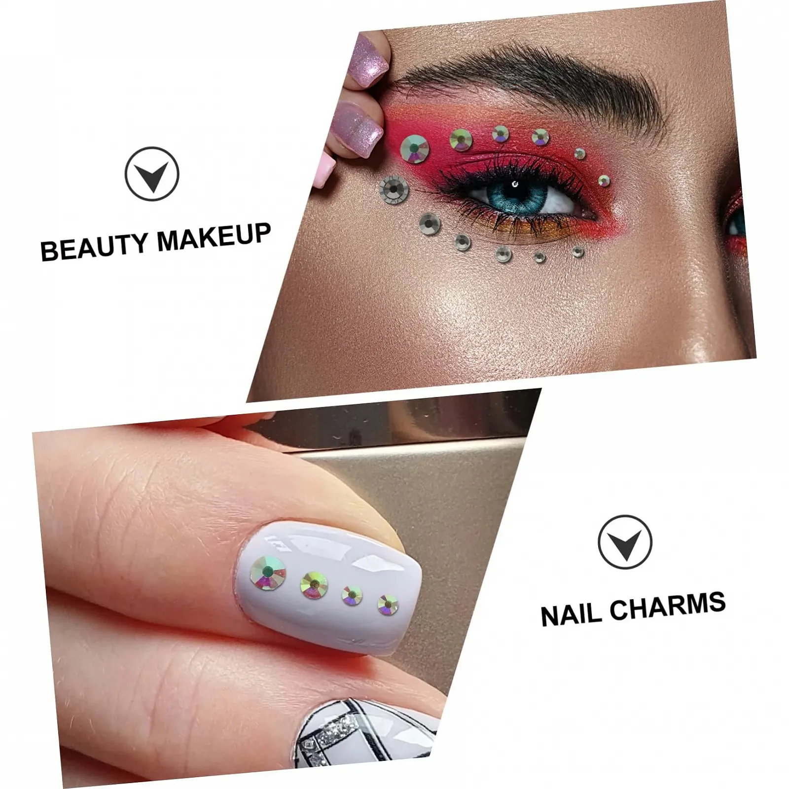 Стрази для нігтів Healeved 4 набори, блискучі, з плоскою задньою частиною, фото №4