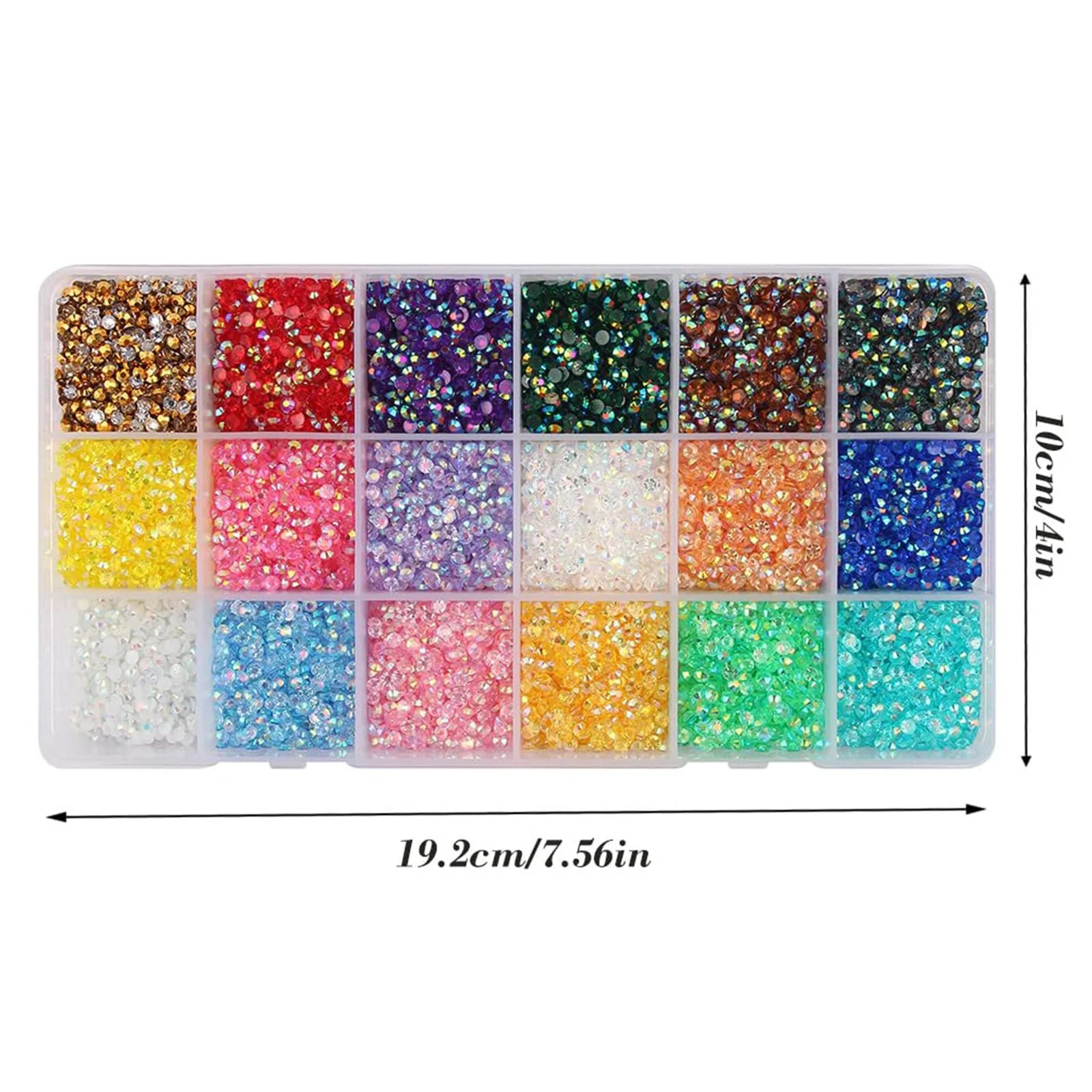 Стразы 3 мм 18 цветов Плоская задняя часть, смола, кристаллы AB Jelly с AB покрытием Набор 18000 штук для рукоделия, дизайна ногтей и DIY, фото №2