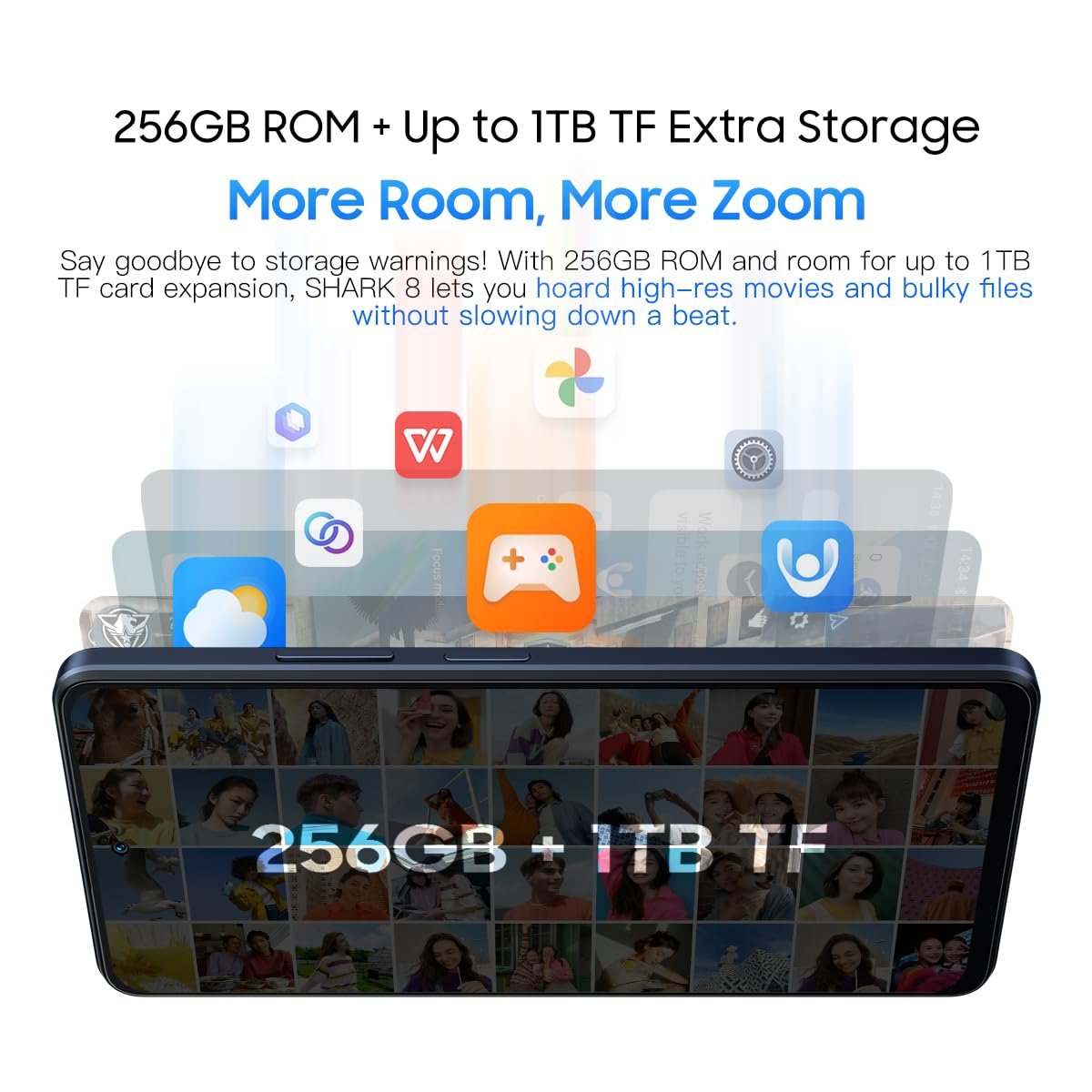 Смартфон Blackview Shark 8 16GB + 256GB 6.78 дюйма FHD+ 120Hz 64MP + 13MP 33W 3 слота для карт Android 13 Smart-K Box Speaker GPS NFC Синий, фото №7