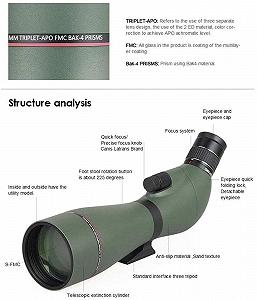 Монокуляр Водонепроникний Телескоп 20-60x85 мм для Полювання з Підзорною Трубою для Подорожей Дорослих і Дітей, Спостереження за Птахами synthetic.ua - Фото 1