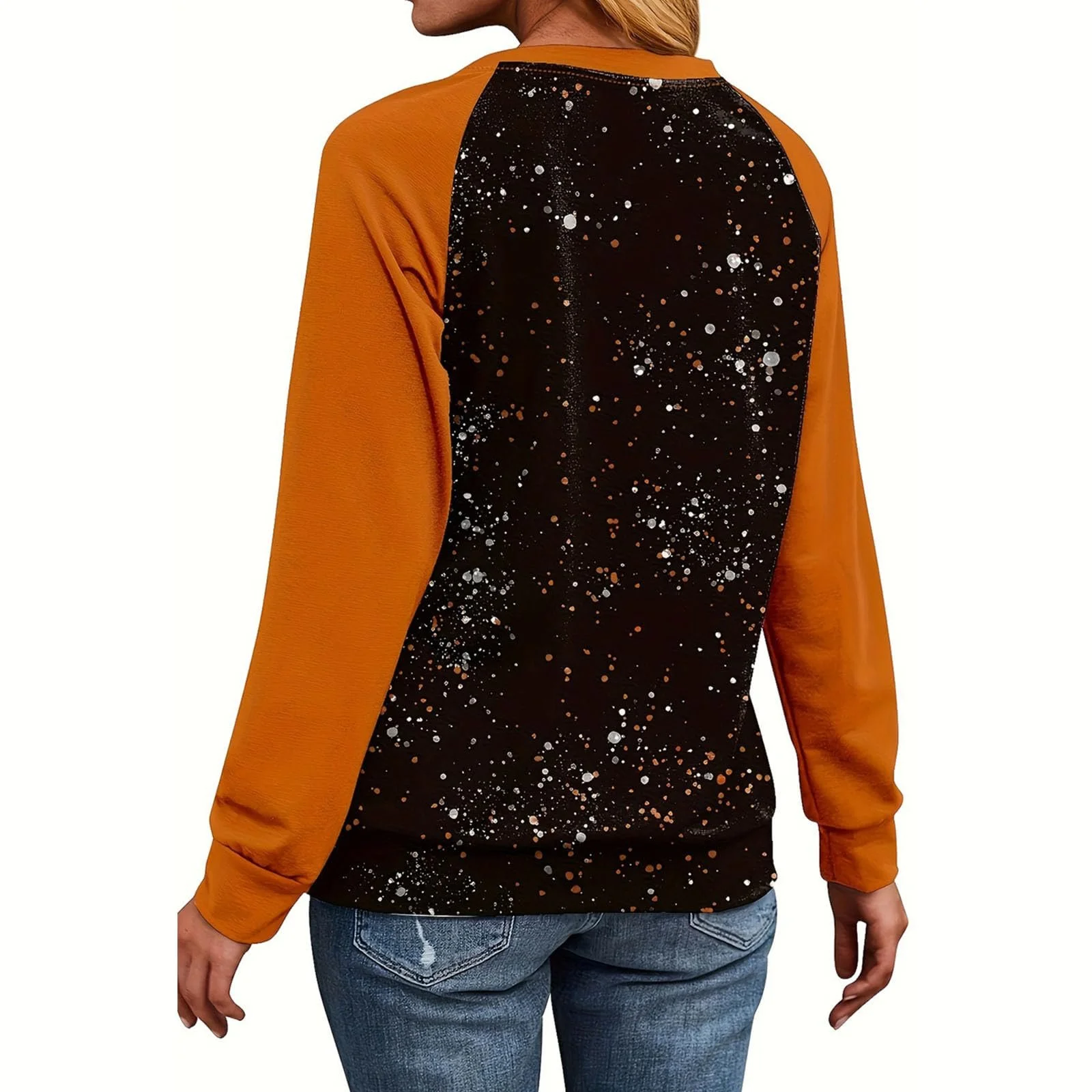 Свитшот Lemoiitea Женский Стильный С круглым вырезом, С длинными рукавами, С принтом, Повседневный, Свободный, Пуловер, Блузка, Топ для отдыха, Рубашка для распродажи, Осенний Зимний, Для вечеринок и праздников, фото №4