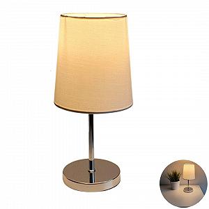 Настольная лампа LED 27.5 см 3 Вт Тканевый абажур Белая коническая - Фото 1