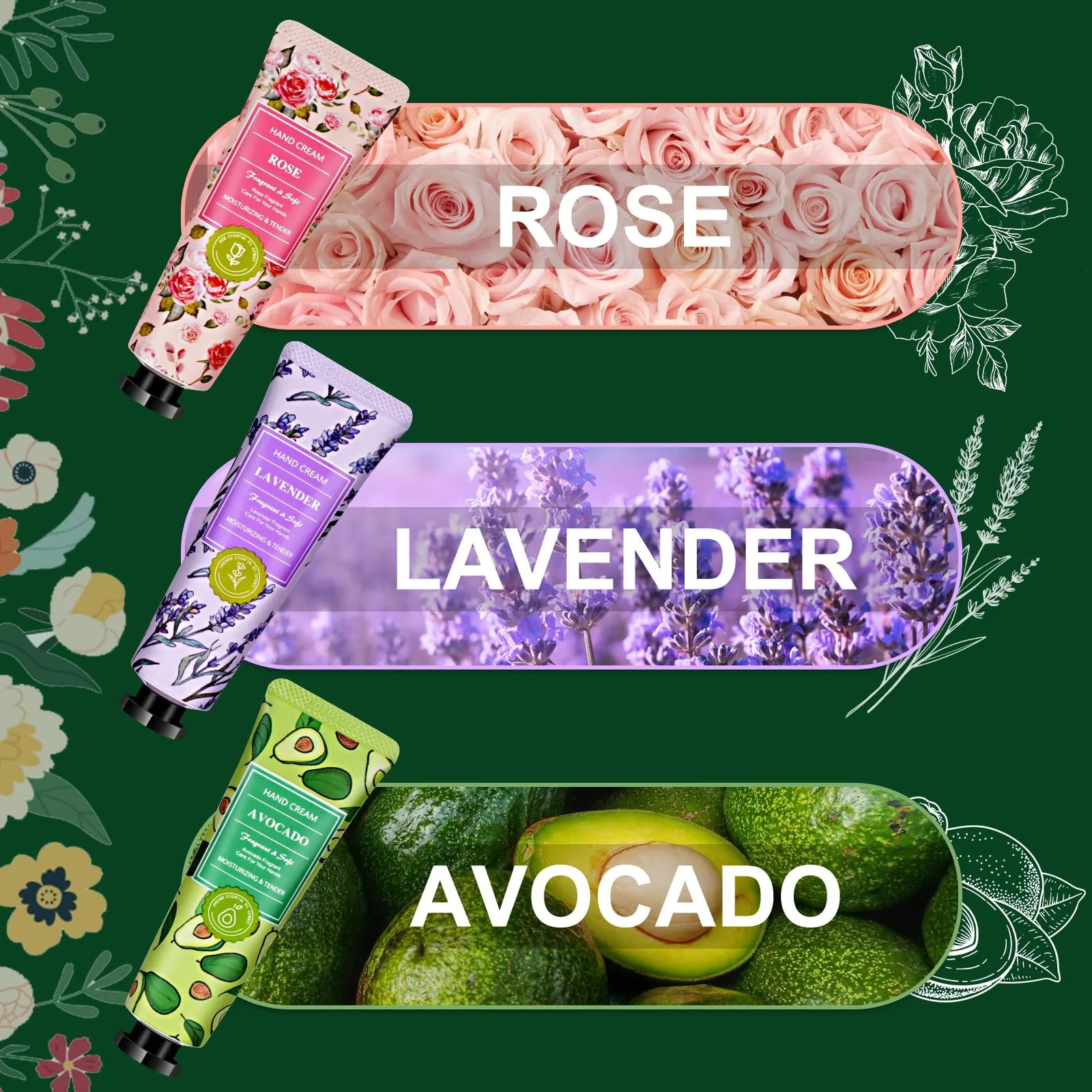 Крем для рук, набор 3 крема для рук и 2 пары носков, фото №2