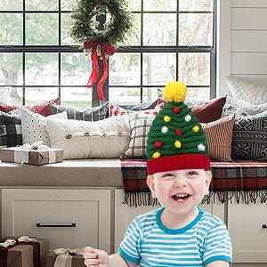 Шапка-біні В'язана Різдвяна ялинка Kixolazr synthetic.ua - Фото 1