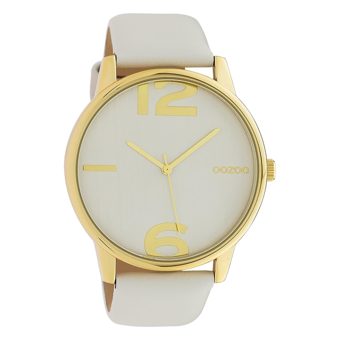 Женские часы Oozoo Ремешок кожаный 45 мм Золотой/Серебряный/Светло-серый C10370 Золотой-светло серый Ремешок, фото №1