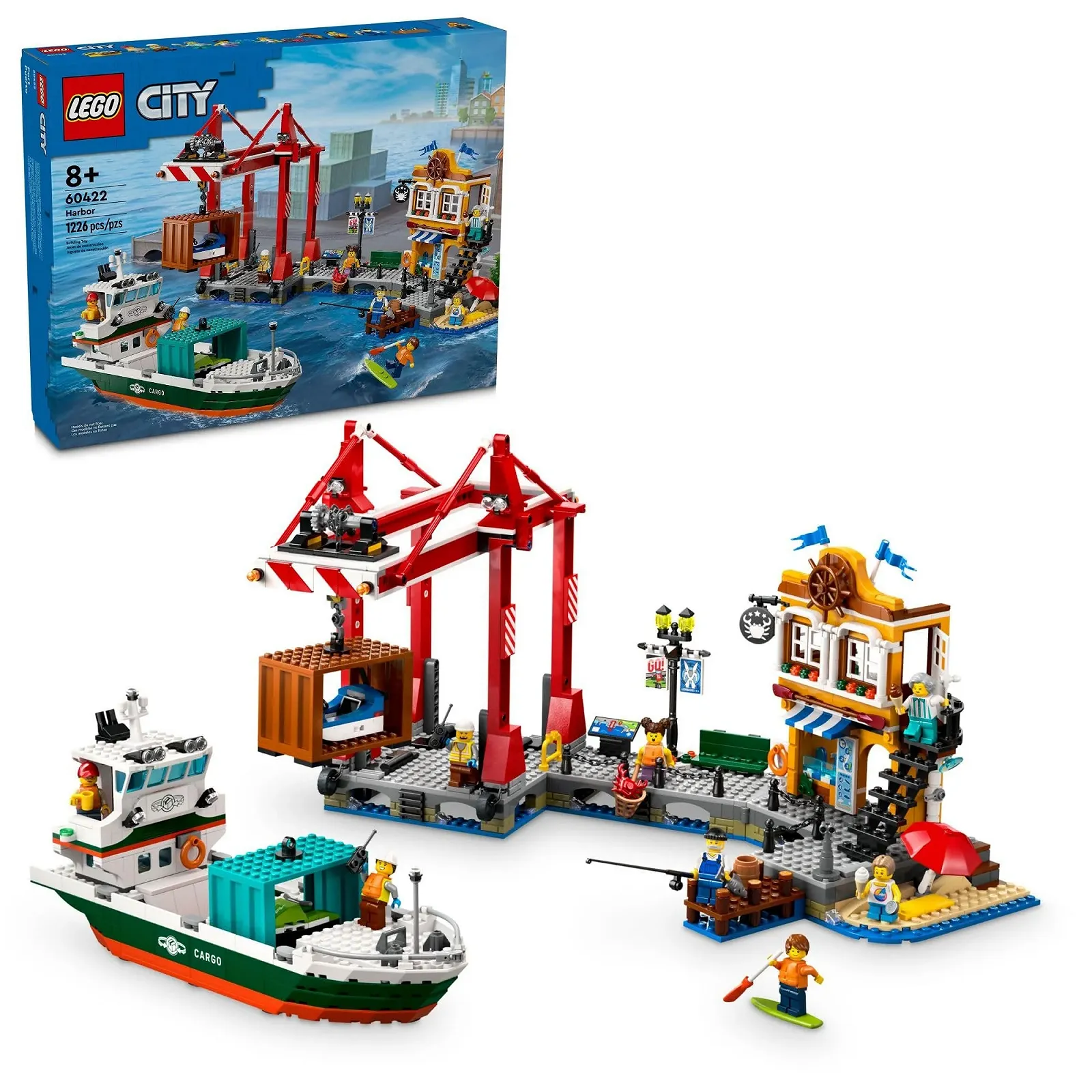 Конструктор LEGO City Морской порт с грузовым кораблем, игрушечный контейнерный кран и лодка с 8 минифигурками, набор для мальчиков и девочек от 8 лет, детский подарок, 60422, фото №1 Конструктор LEGO City Морской порт с грузовым кораблем, игрушечный контейнерный кран и лодка с 8 минифигурками, набор для мальчиков и девочек от 8 лет, детский подарок, 60422, фото №1