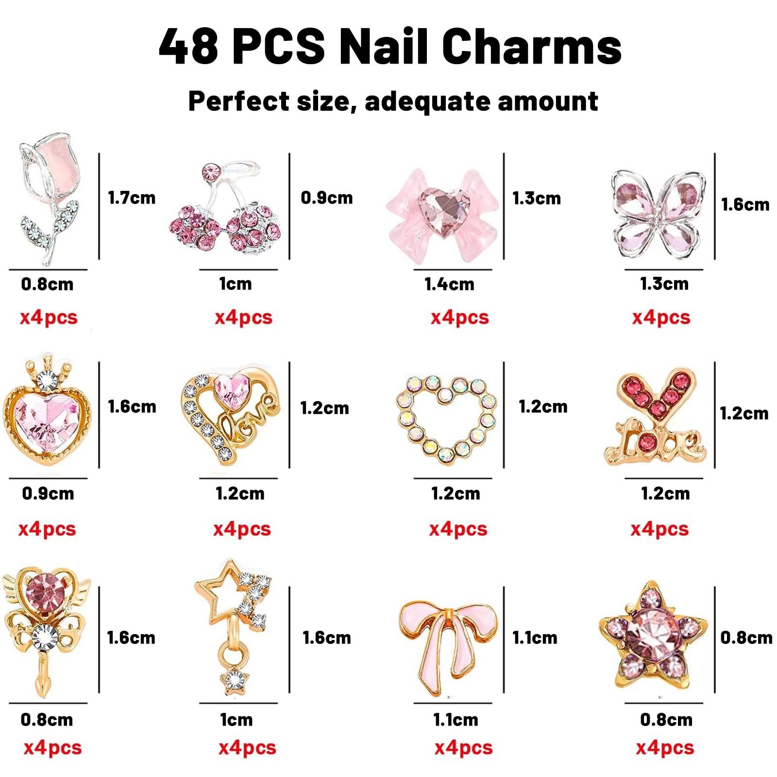 Набір прикрас для нігтів Прикраса для нігтів Серце Зірка Прикраса для нігтів Вишня 3D Alloy Y2K, фото №2