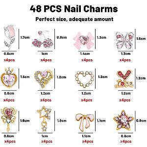 Набір прикрас для нігтів Прикраса для нігтів Серце Зірка Прикраса для нігтів Вишня 3D Alloy Y2K synthetic.ua - Фото 1