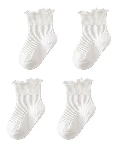 Шкарпетки з оборками Жіночі, 4 пари, білі - Фото 1