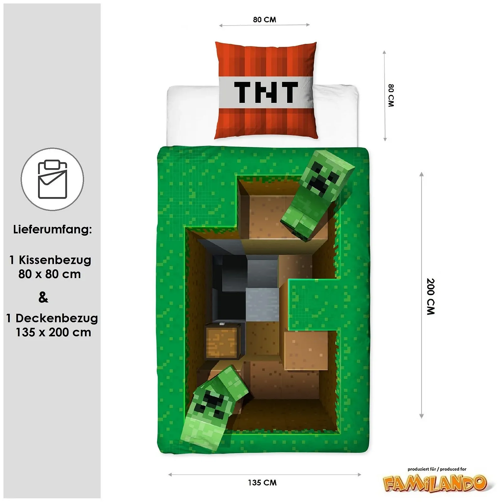 Постільна білизна Minecraft Двосторонній TNT Creeper Diamond Sword 2шт 135x200см Наволочка 80x80см бавовна, фото №3 Постільна білизна Minecraft Двосторонній TNT Creeper Diamond Sword 2шт 135x200см Наволочка 80x80см бавовна, фото №3