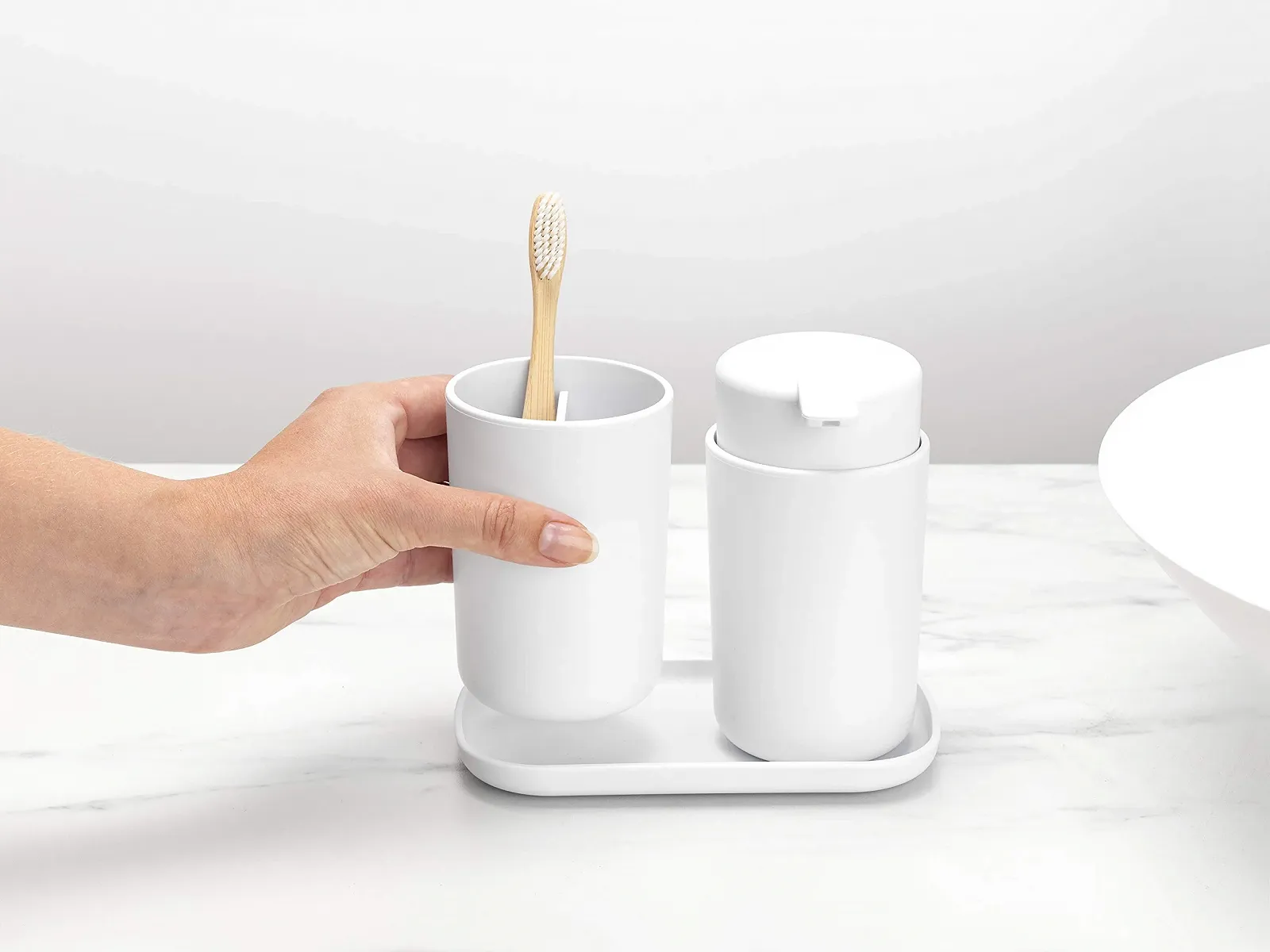 Набір для ванної кімнати Brabantia Renew Collection Plastic, білий, набір з 3 предметів, фото №3