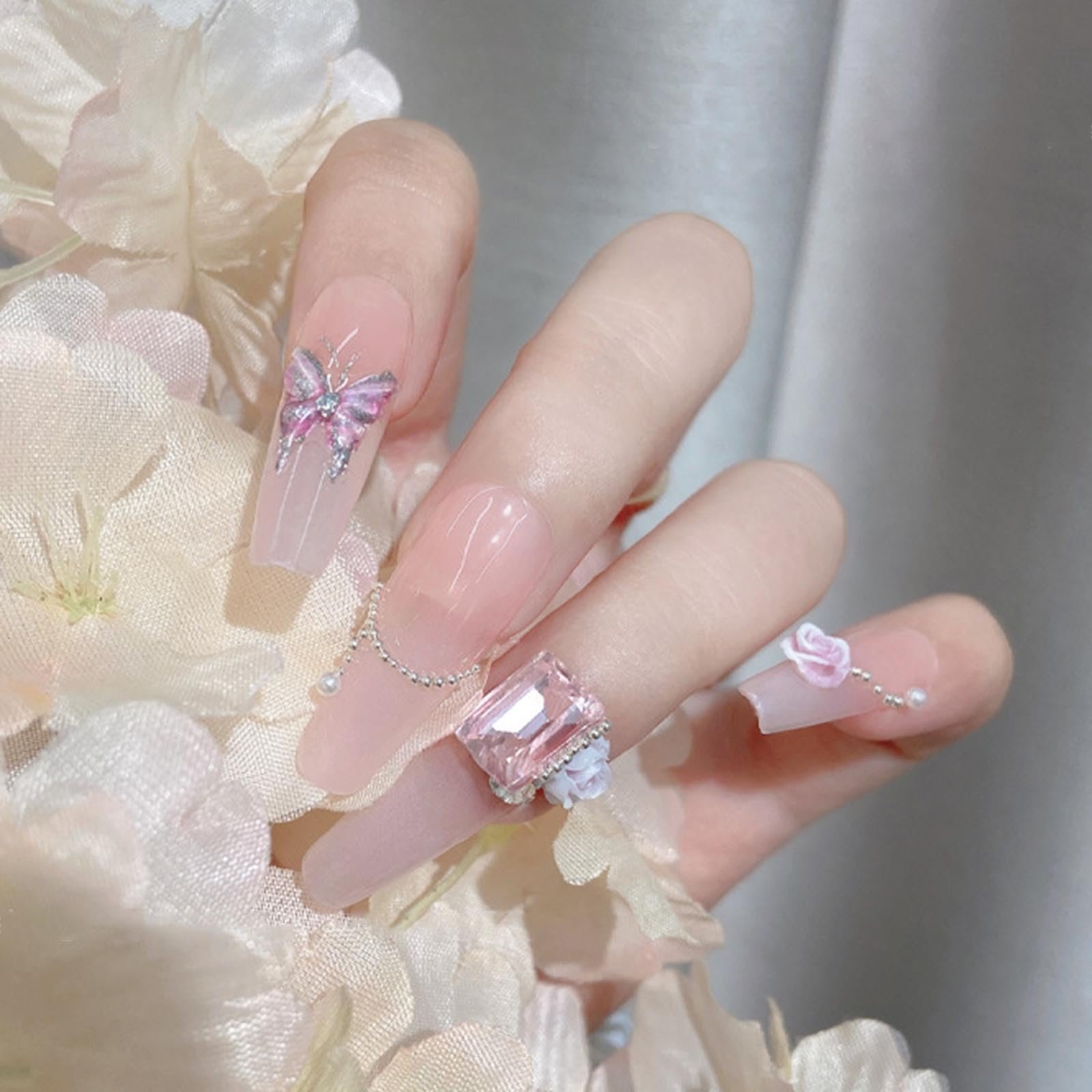 3D Квіти для нігтів Прямокутні прикраси для акрилових нігтів, фото №4