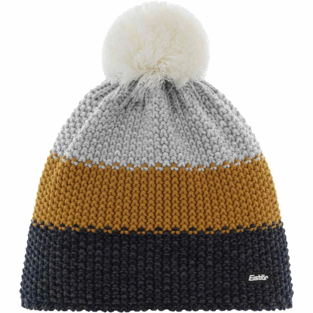 Шапка Eisbär Star Pompom MÜ RL Kids Пестрый охра светло-серый, фото №1 Шапка Eisbär Star Pompom MÜ RL Kids Пестрый охра светло-серый, фото №1