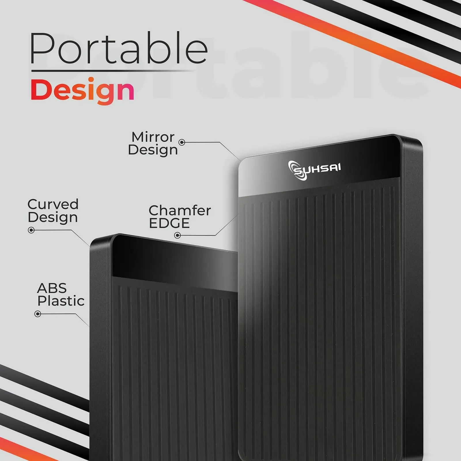 Зовнішній жорсткий диск SUHSAI Portable 500 ГБ 2.5" USB 3.1 Black, фото №6 Зовнішній жорсткий диск SUHSAI Portable 500 ГБ 2.5" USB 3.1 Black, фото №6