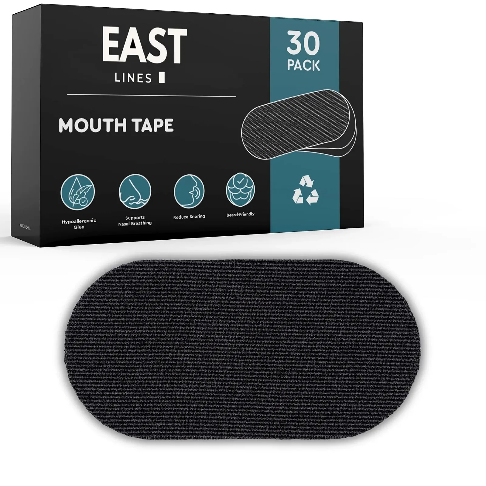 Ленты для рта для сна (30 шт.) против храпа, черные, фото №1