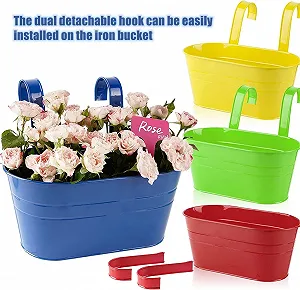 Подвесные цветочные горшки KAHEIGN Металлические 27,5 см со съемным крючком 4 шт. (4 цвета) synthetic.ua - Фото 1