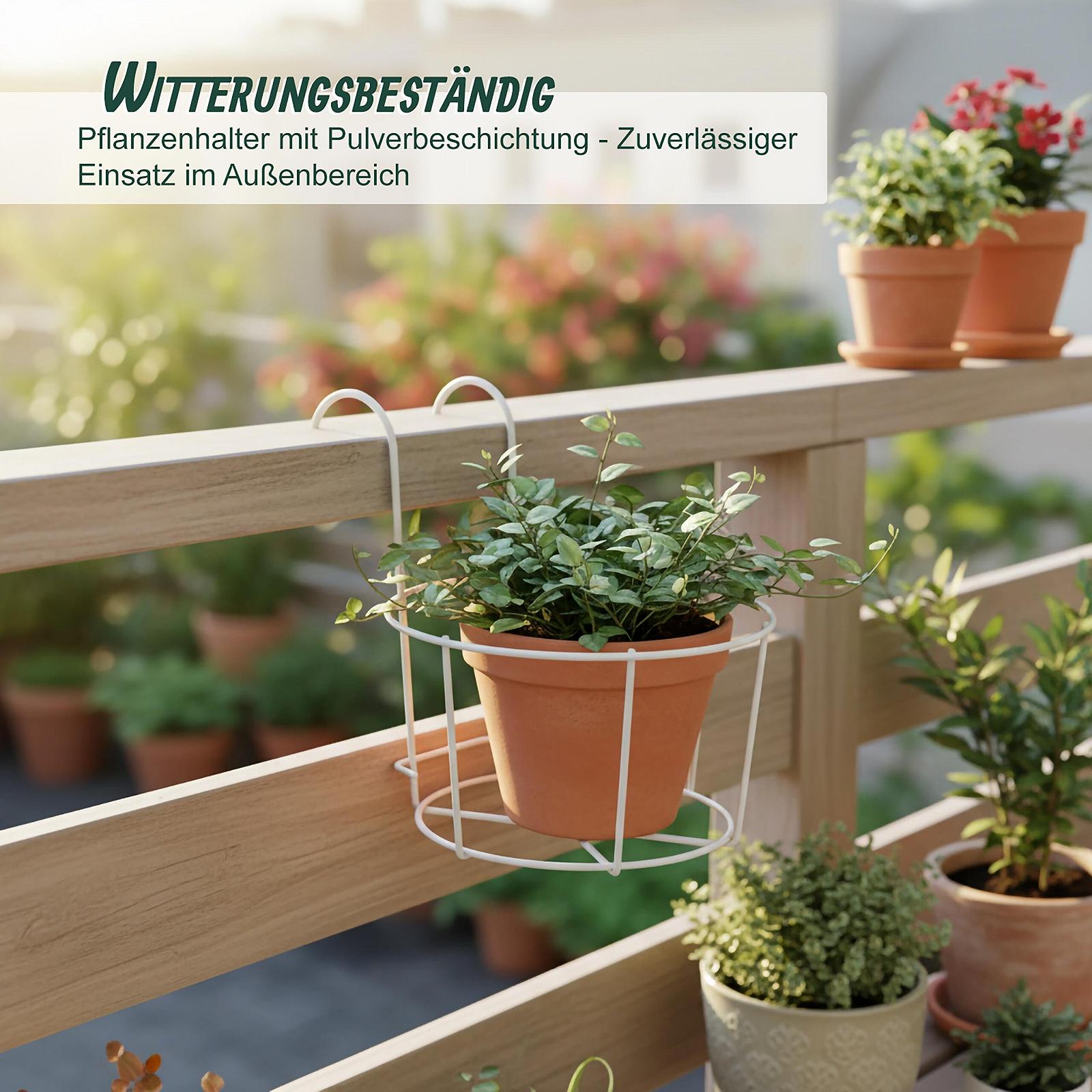 Підвісні квіткові горщики Relaxdays залізні білі 21 x 20 x 26 см 6 шт., фото №3