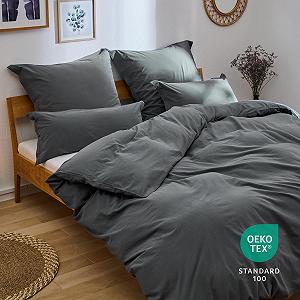 Постільна білизна Blumtal 135x200 з 100% бавовни, льон, антрацит, 80x80 - Фото 1