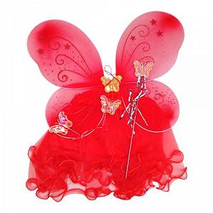 Костюм карнавальный Бабочка крылья юбка обруч палочка красный [tsi246961-TSI] - Фото 1