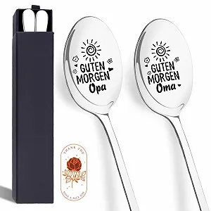 Ложка чайная Grandma and Grandpa Gift с гравировкой, нержавеющая сталь, серебряная, 2 шт - Фото 1