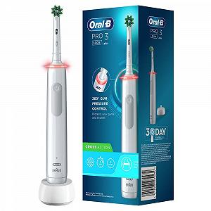 Зубна електрощітка Oral-B PRO 3 3000 CrossAction, 3 режими, візуальний контроль тиску 360°, біла - Фото 1