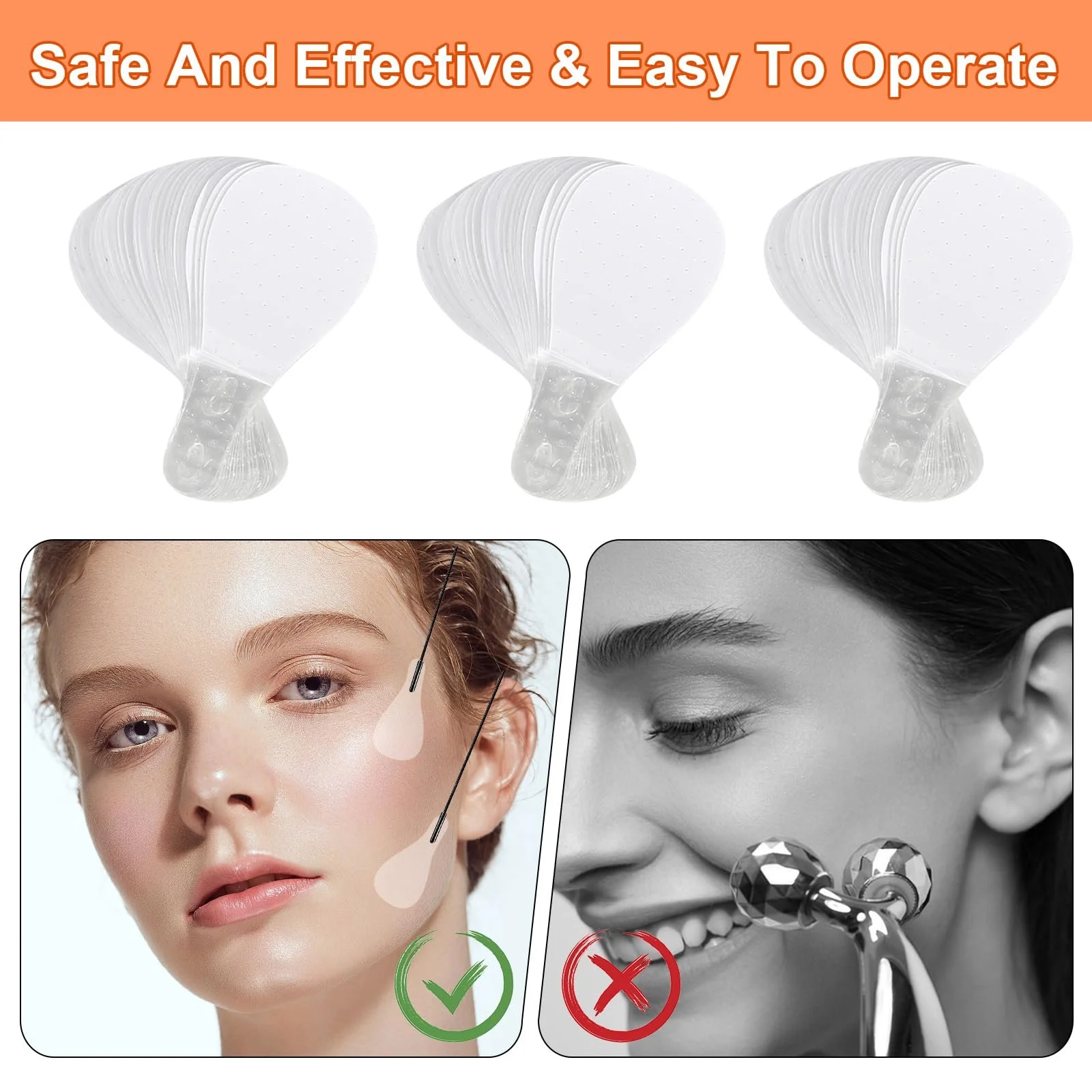 Набір стрічок для підтяжки обличчя 120 шт. Невидимі V-подібні стрічки для підтяжки обличчя, фото №6