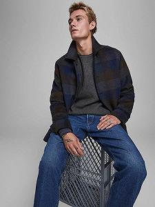 Чоловічий в'язаний джемпер JACK & JONES Однотонний в'язаний джемпер synthetic.ua - Фото 1
