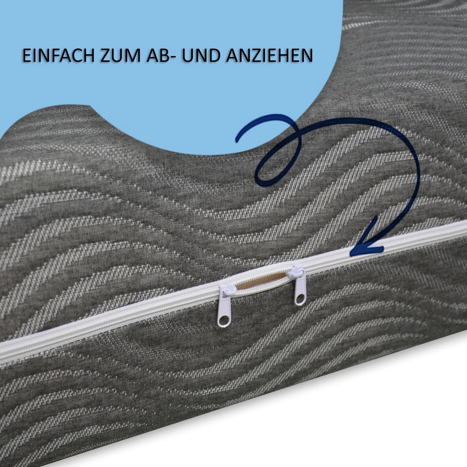 Чехол для матраса TULENA 180 x 200 см Антрацит 18 см высотой, вискозный, можно стирать, с застежкой-молнией, фото №5