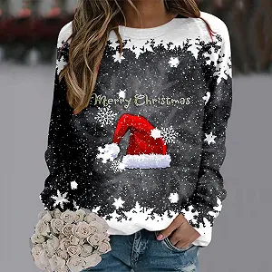 Женский Рождественский Джемпер Рождественский джемпер с забавным рисунком снеговика с бокалом красного вина, Рождественский джемпер с длинными рукавами и круглым вырезом, Рождественский джемпер с длинными рукавами synthetic.ua - Фото 1